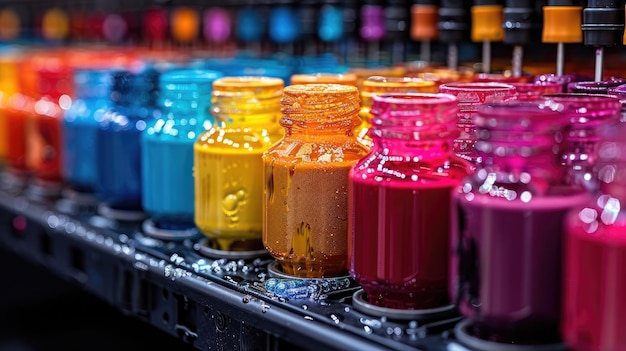Szczegółowe zdjęcie kartonów drukarki komputerowej w żywych kolorach
