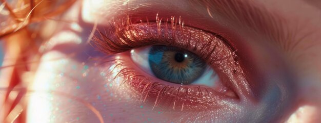 Szczegółowe zdjęcie niebieskiego oka kobiety