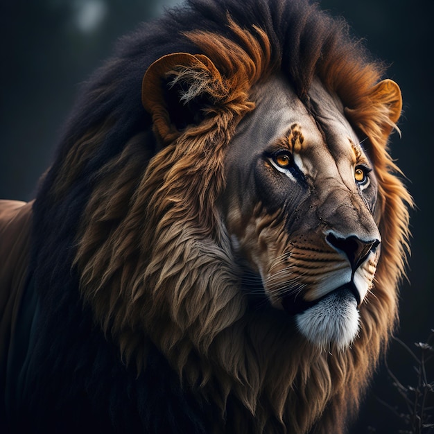 Szczegółowe zdjęcie pięknego lwa na wolności