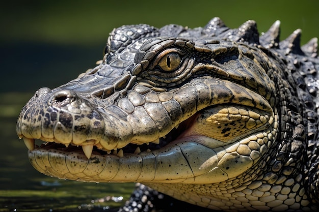 Szczegółowe zdjęcie z bliska z oczu krokodila