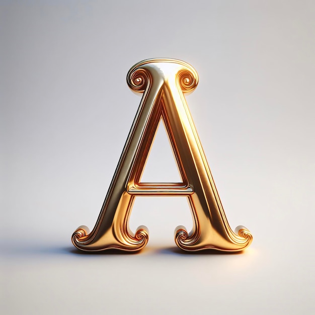 Zdjęcie szczegółowe złote litery na białym tle