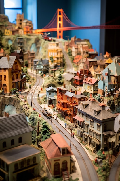 szczegółowy miniaturowy model San Francisco przy użyciu wielu materiałów