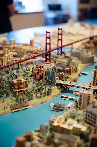 szczegółowy miniaturowy model San Francisco przy użyciu wielu materiałów