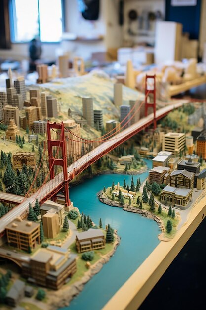 szczegółowy miniaturowy model San Francisco przy użyciu wielu materiałów