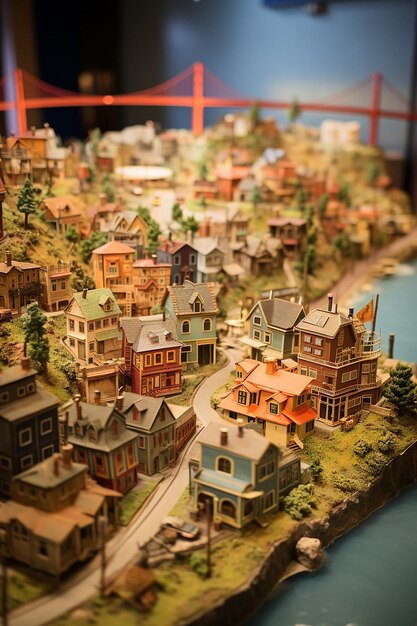 szczegółowy miniaturowy model San Francisco przy użyciu wielu materiałów