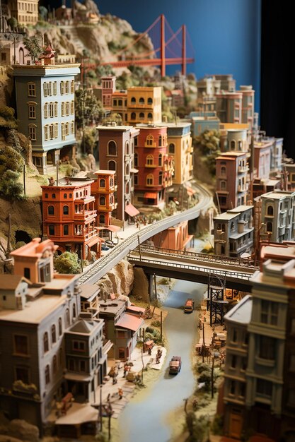 szczegółowy miniaturowy model San Francisco przy użyciu wielu materiałów