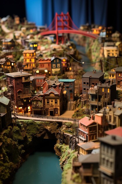 szczegółowy miniaturowy model San Francisco przy użyciu wielu materiałów