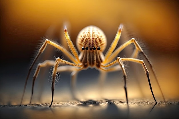 Szczegółowy widok nóg pająka z delikatnym i subtelnym pastelowym tłem Wygenerowano z AI
