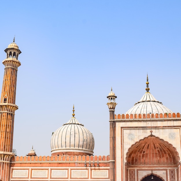 Szczegóły architektoniczne meczetu Jama Masjid w Starym Delhi w Indiach Spektakularna architektura meczetu