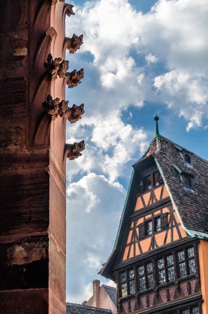 Szczegóły architektoniczne w Strasburgu Alsace wschodnia Francja