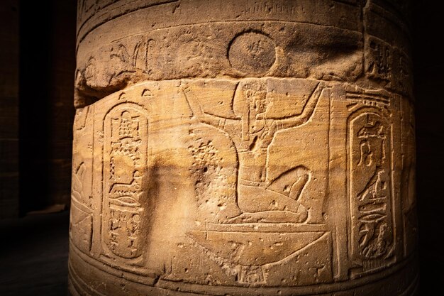 Szczegóły świątyni Philae w Aswan w Górnym Egipcie