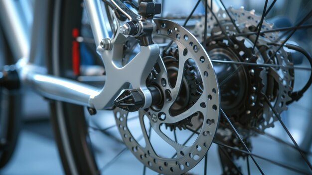 Szczegóły układu hamulcowego rowerów drogowych dyski hamulcowe i podkładki podkreślają kluczowe elementy dla jeźdźca