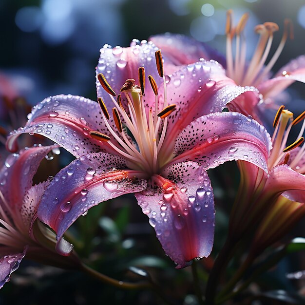 Zdjęcie szczegóły z bliska lilii z profesjonalną klasyfikacją kolorów