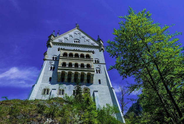 Szczegóły zamku Neuschwanstein w Niemczech.