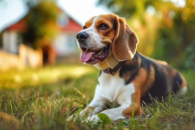 Szczeniak Beagle w trawie