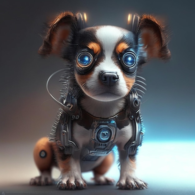 Szczeniak Chihuahua w garniturze kosmicznym ilustracja 3D