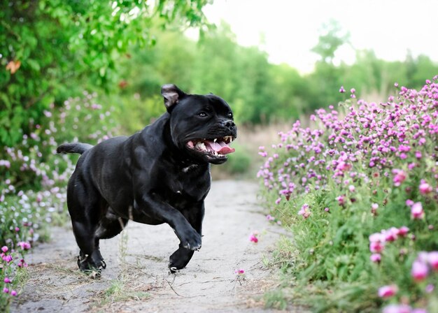 Szczeniak Staffordshire Bull Terrier wolny w przyrodzie