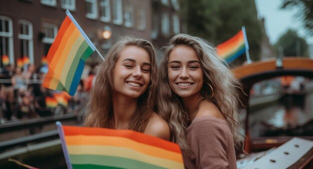 Szczęście na LGBTQ Pride Parade w Amsterdamie Amsterdam Pride Celebration