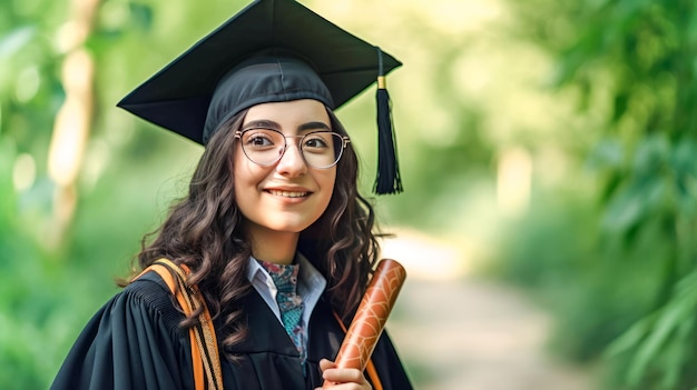Szczęśliwa arabska absolwentka świętuje ukończenie szkoły