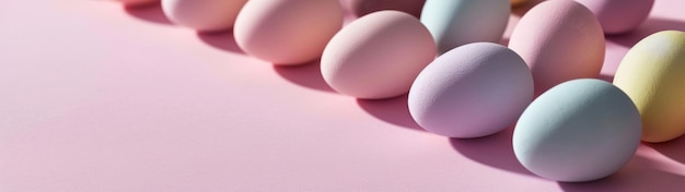 Szczęśliwa dekoracja wielkanocna tło kolorowe jajka wielkanocne na pastelowo różowym tle dzień wielkanocny