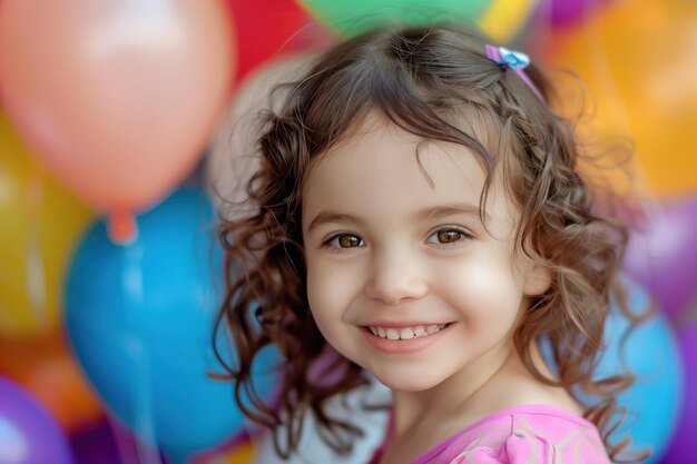 Szczęśliwa dziewczynka z balonami Generatywna sztuczna inteligencja