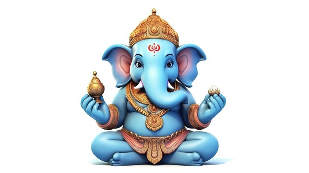 Szczęśliwa Ganesh Chaturthi Odizolowana Na Białym Tle Generative Ai