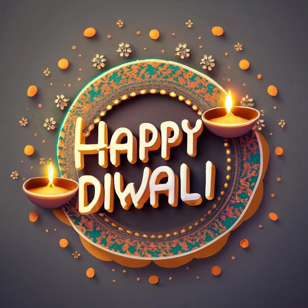 Szczęśliwa kartka powitalna Diwali z Diya wygenerowana przez ai