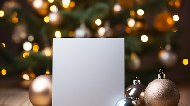 Szczęśliwa kartka świąteczna i dekoracje świąteczne tło generowane w ai