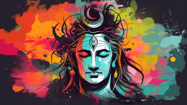 Szczęśliwa Maha Shivratri Ilustracja Pana Śiwy Generacyjna ai