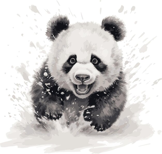 Zdjęcie szczęśliwa panda w śniegu