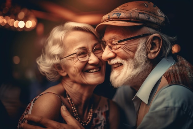 Szczęśliwa para seniorów śmieje się razem Generate ai