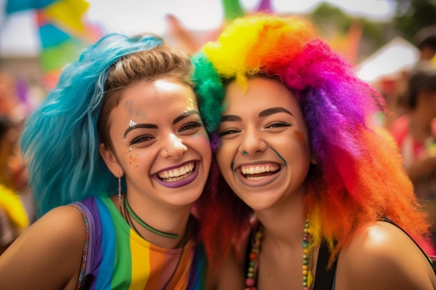 Szczęśliwa para świętuje na LGBTQ Gay Pride Parade w Sao Paulo Pride Day i Month w Brazylii