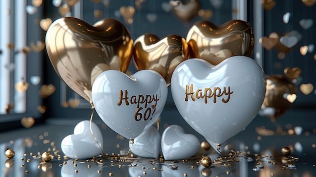 Szczęśliwa sześćdziesiąta rocznica świętowania przełomowych wspomnień i nowych początków z okazji sześćdziesięciu lat z serdecznymi pozdrowieniami i ciepłymi życzeniami