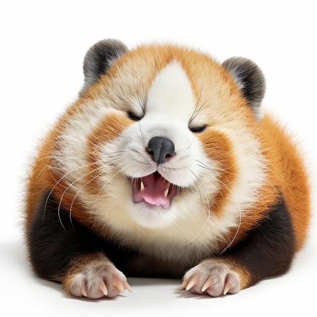 Szczęśliwa uśmiechnięta czerwona panda wygenerowana przez AI