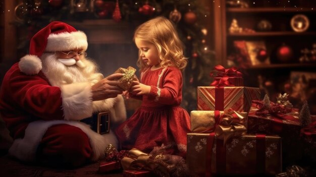 Szczęśliwe dzieci otrzymujące prezenty świąteczne