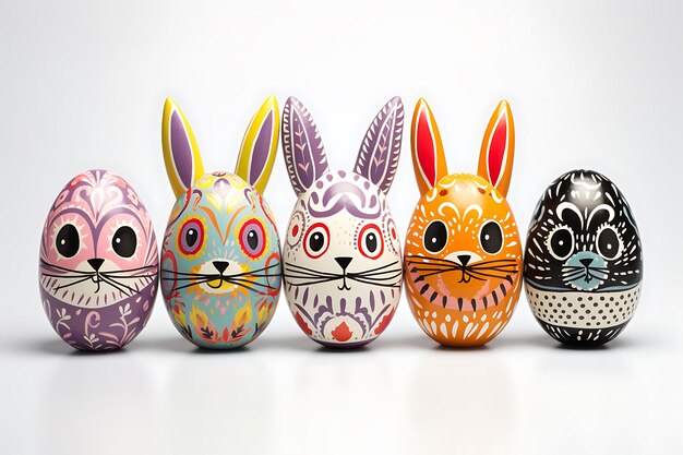 Szczęśliwe jajka wielkanocne figurki dekoracja z królikiem wielkanocnym