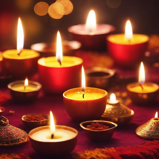 Szczęśliwe świece Diwali w tle zdjęcie