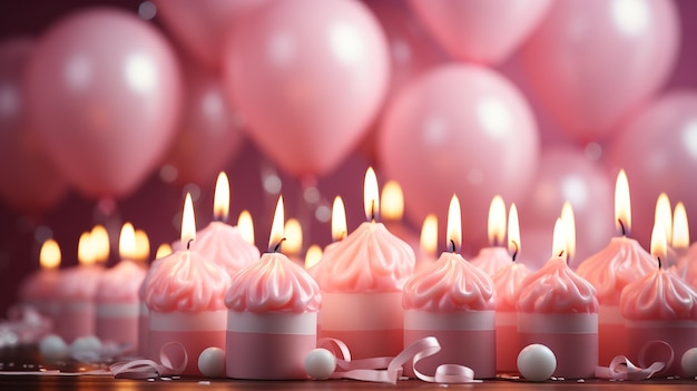 Szczęśliwe świece urodzinowe na pastelowo-różowy motyw