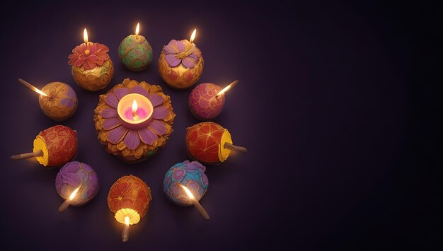 Zdjęcie szczęśliwe święto diwali w tle kolorowych tradycyjnych lamp