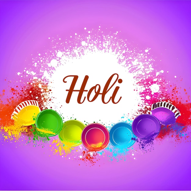 Szczęśliwe święto Holi w tle z kolorowym wybuchem liter