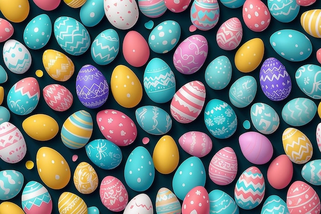 Szczęśliwe Wielkanocne pozory z kolorowymi jajkami Generatywna sztuczna inteligencja