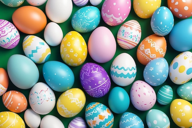 Zdjęcie szczęśliwe wielkanocne pozory z kolorowymi jajkami generatywna sztuczna inteligencja
