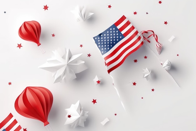 Szczęśliwego 4 lipca Dzień Niepodległości Stanów Zjednoczonych Ameryki USA Święto federalne w Stanach Zjednoczonych upamiętniające Deklarację Niepodległości Generative AI