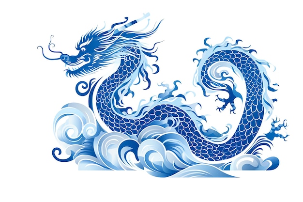 Szczęśliwego chińskiego nowego roku 2024 znak zodiaku, rok smoka na białym tle
