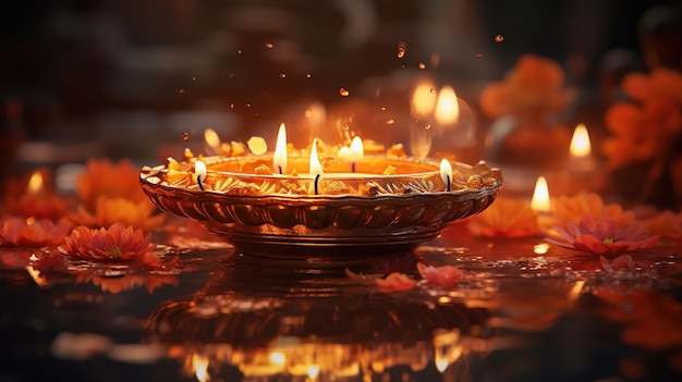 Szczęśliwego Diwali Indyjski festiwal świateł Diwali symbolizuje zwycięstwo światła nad ciemnością dobra nad złem i wiedzą nad ignorancją sztandar kopia tekst tła