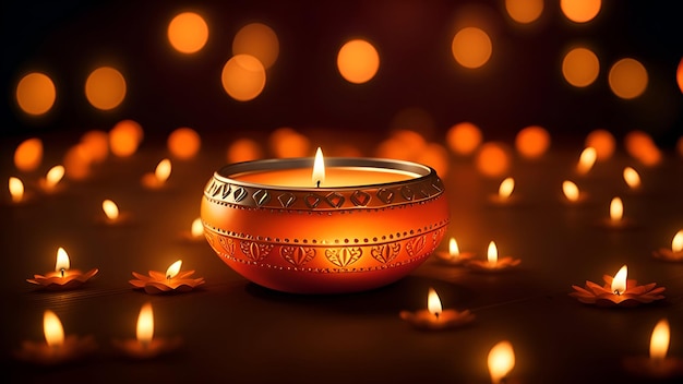 Szczęśliwego diwali tło diwali diya lampa