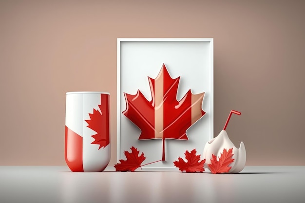 Szczęśliwego Dnia Kanady Świętując urodziny Kanady Kanadyjczycy okazują dumę ze swojej historii, kultury i osiągnięć Święto flagi liść klonu kolor czerwony Generacyjna sztuczna inteligencja