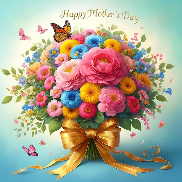Szczęśliwego Dnia Matki Kwiaty i motyle