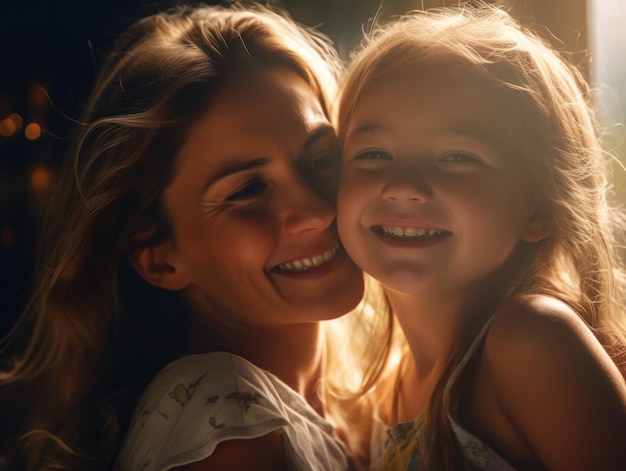 Szczęśliwego Dnia Matki Mather i córka uśmiechają się radośnie Generative AI