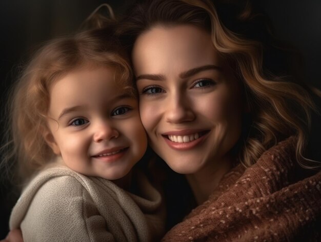 Szczęśliwego Dnia Matki Mather i córka uśmiechają się radośnie Generative AI